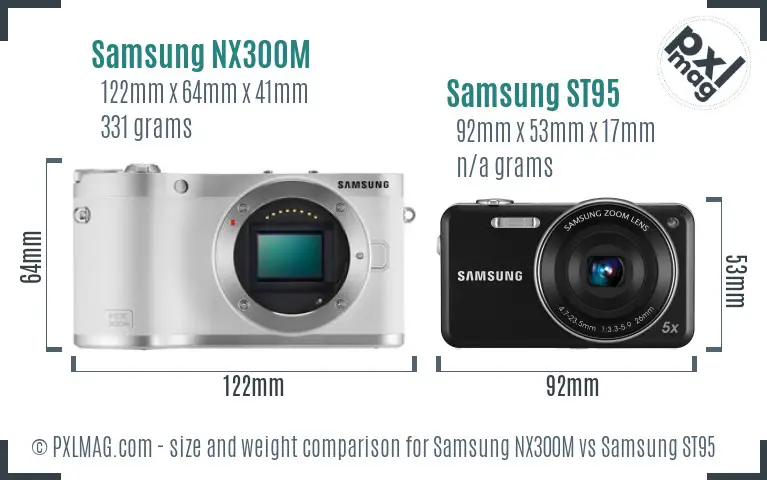 Samsung NX300M vs Samsung ST95 size comparison