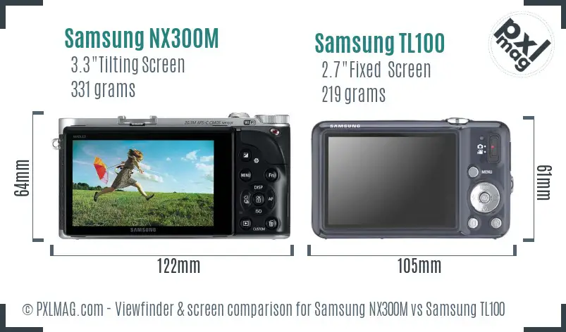 Samsung NX300M vs Samsung TL100 Screen and Viewfinder comparison