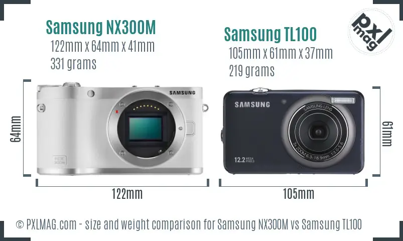 Samsung NX300M vs Samsung TL100 size comparison