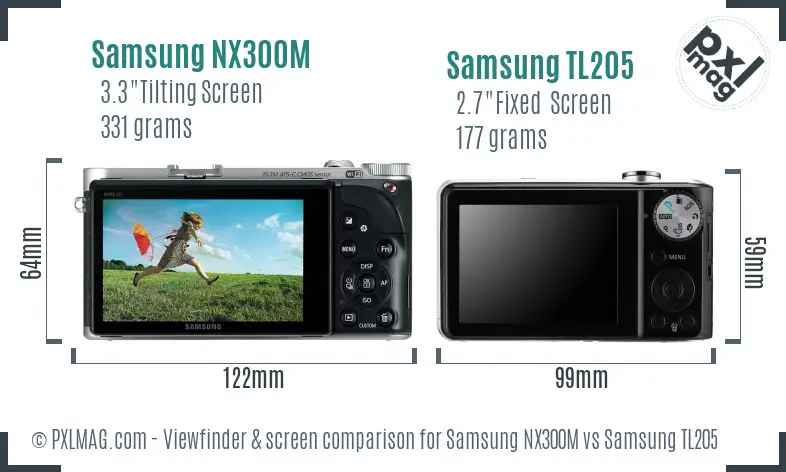 Samsung NX300M vs Samsung TL205 Screen and Viewfinder comparison