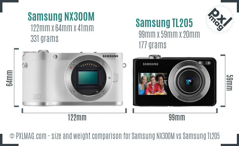 Samsung NX300M vs Samsung TL205 size comparison