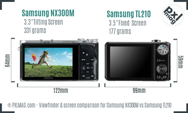 Samsung NX300M vs Samsung TL210 Screen and Viewfinder comparison