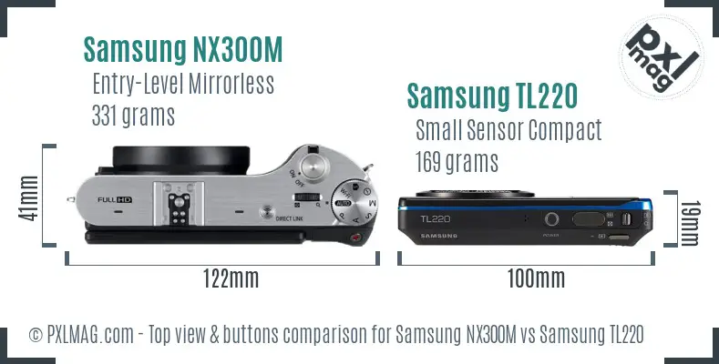 Samsung NX300M vs Samsung TL220 top view buttons comparison