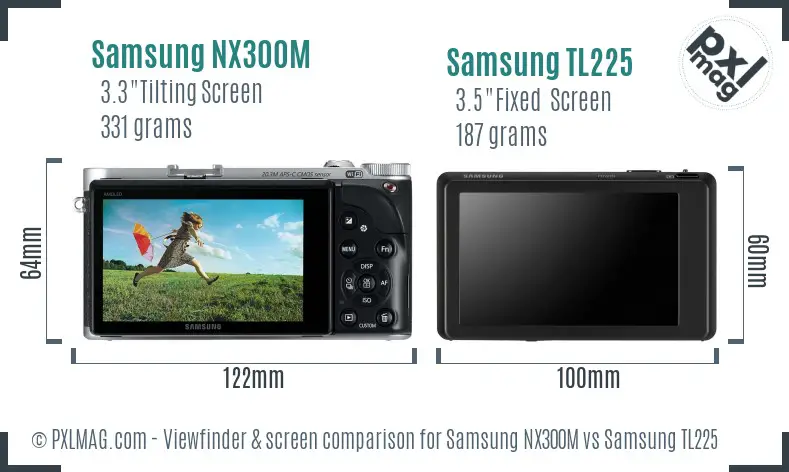 Samsung NX300M vs Samsung TL225 Screen and Viewfinder comparison