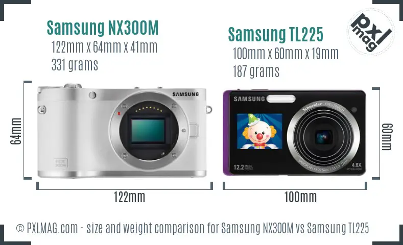 Samsung NX300M vs Samsung TL225 size comparison