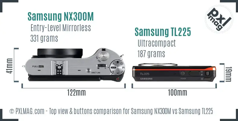 Samsung NX300M vs Samsung TL225 top view buttons comparison