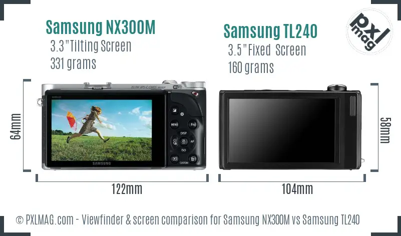 Samsung NX300M vs Samsung TL240 Screen and Viewfinder comparison