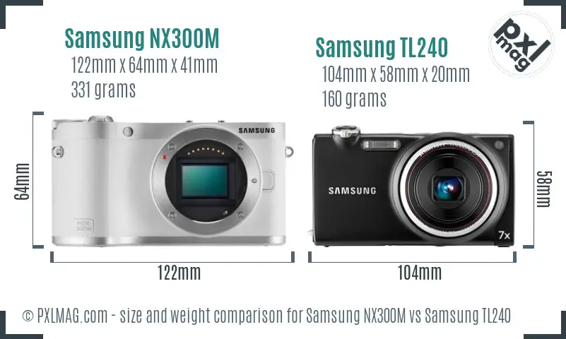 Samsung NX300M vs Samsung TL240 size comparison