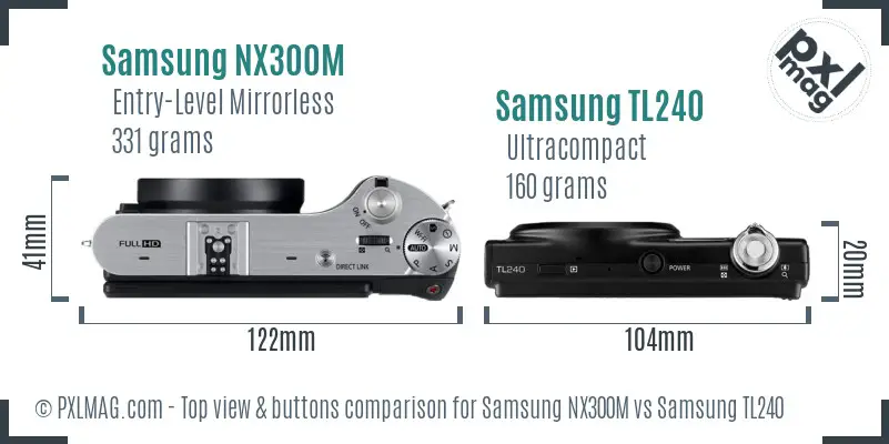 Samsung NX300M vs Samsung TL240 top view buttons comparison
