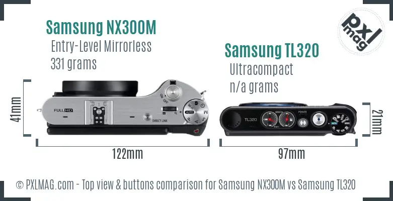 Samsung NX300M vs Samsung TL320 top view buttons comparison