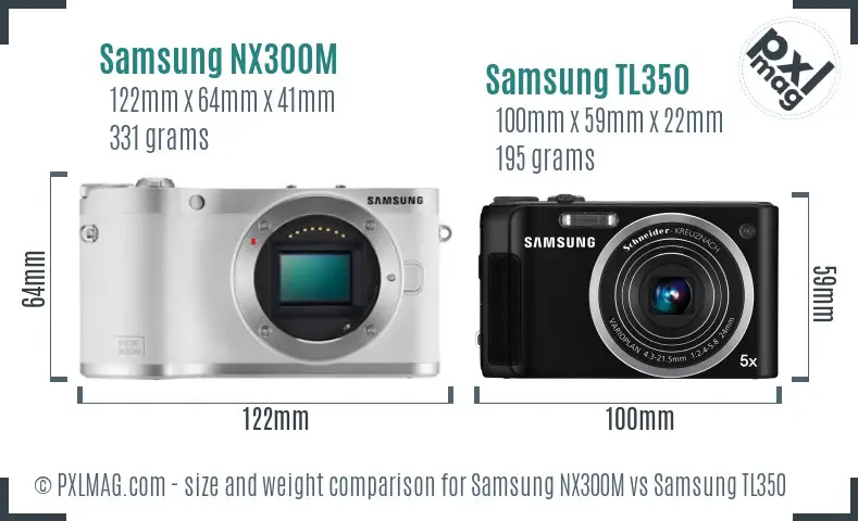 Samsung NX300M vs Samsung TL350 size comparison