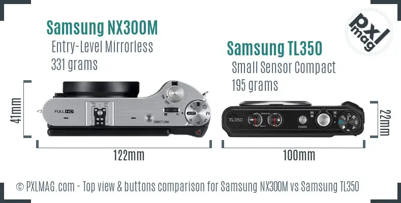 Samsung NX300M vs Samsung TL350 top view buttons comparison