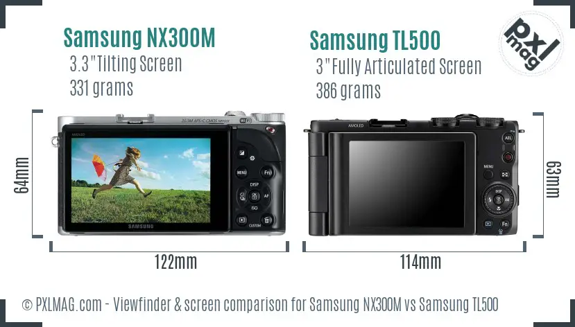 Samsung NX300M vs Samsung TL500 Screen and Viewfinder comparison