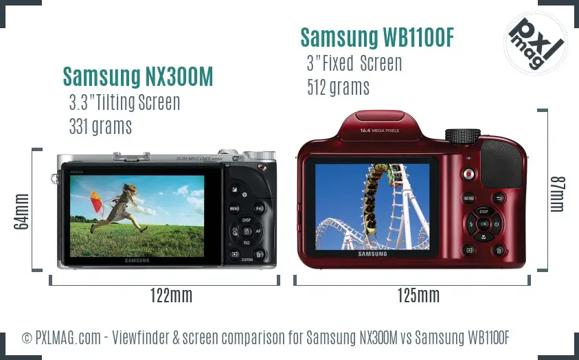 Samsung NX300M vs Samsung WB1100F Screen and Viewfinder comparison