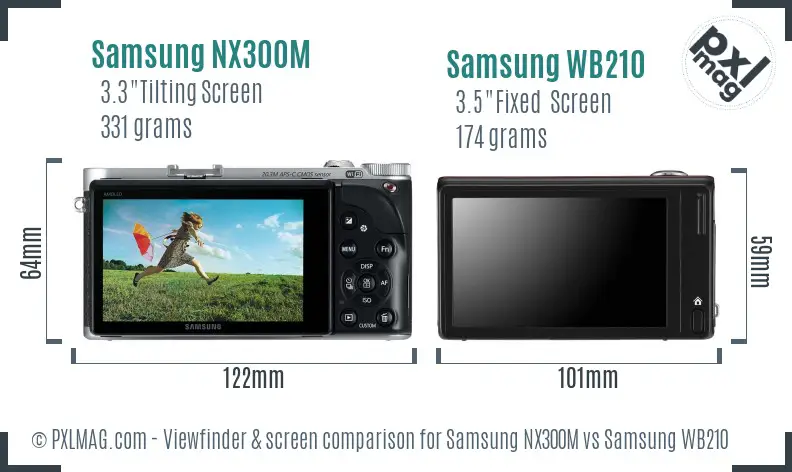 Samsung NX300M vs Samsung WB210 Screen and Viewfinder comparison