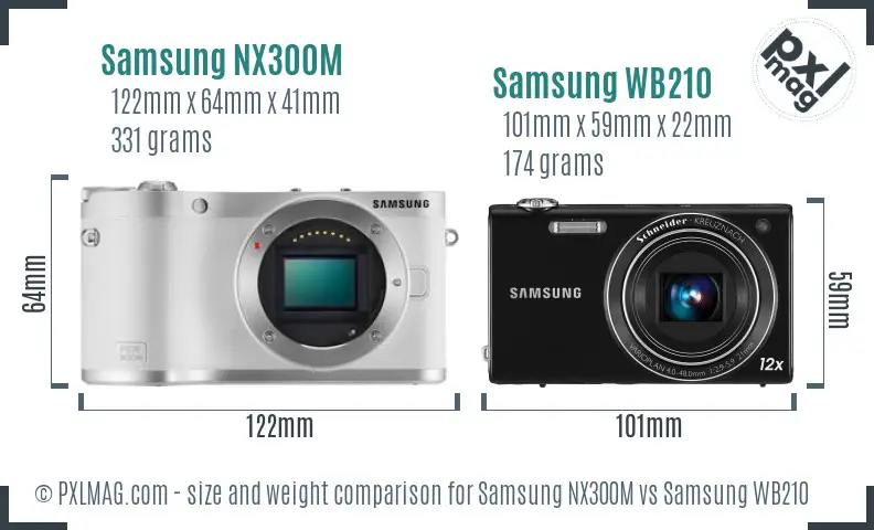 Samsung NX300M vs Samsung WB210 size comparison