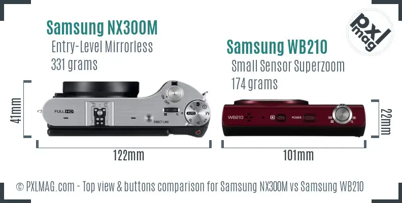 Samsung NX300M vs Samsung WB210 top view buttons comparison