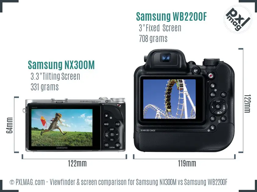 Samsung NX300M vs Samsung WB2200F Screen and Viewfinder comparison