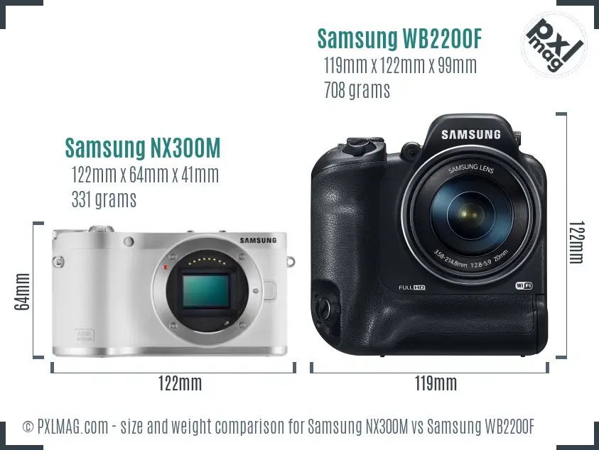 Samsung NX300M vs Samsung WB2200F size comparison
