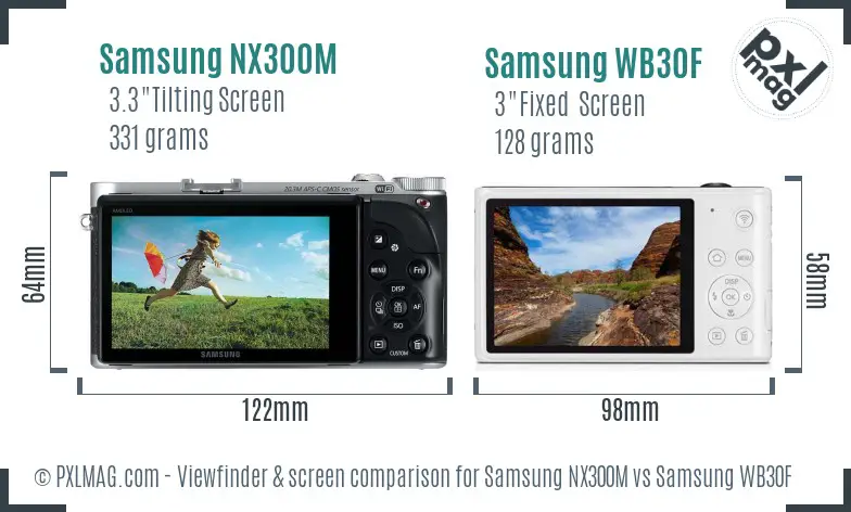 Samsung NX300M vs Samsung WB30F Screen and Viewfinder comparison Samsung NX300M vs Samsung WB30F Screen and Viewfinder comparison