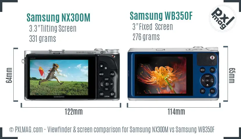 Samsung NX300M vs Samsung WB350F Screen and Viewfinder comparison