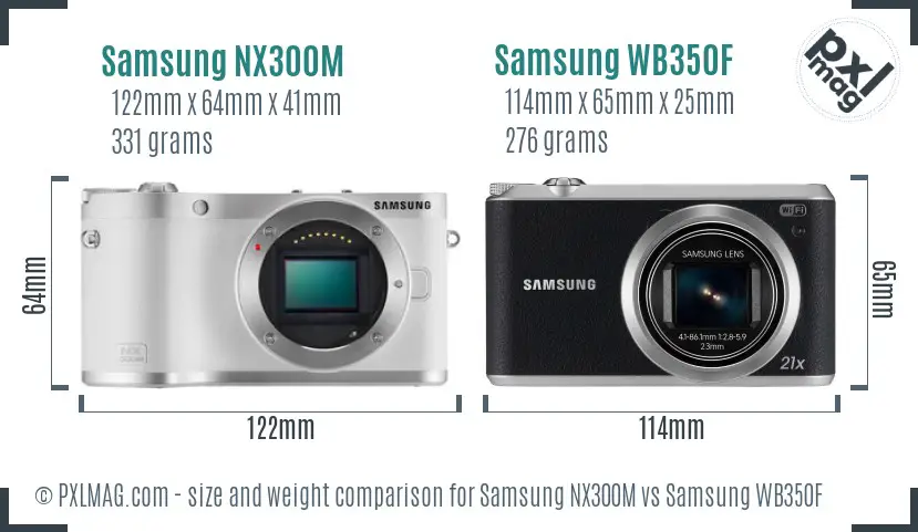 Samsung NX300M vs Samsung WB350F size comparison