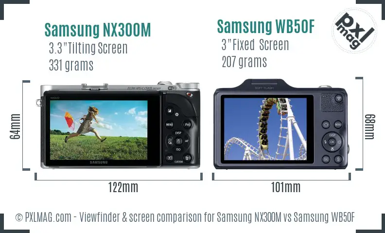 Samsung NX300M vs Samsung WB50F Screen and Viewfinder comparison