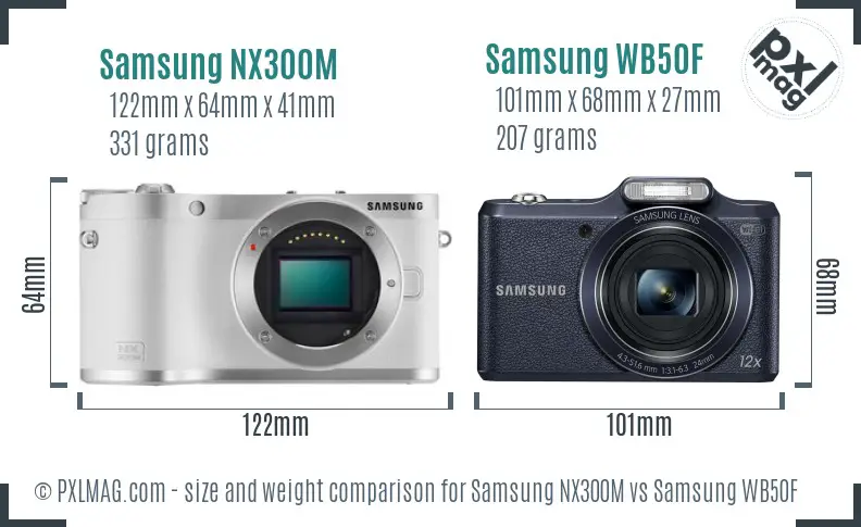 Samsung NX300M vs Samsung WB50F size comparison