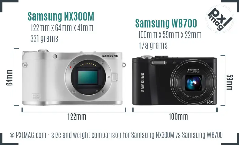Samsung NX300M vs Samsung WB700 size comparison