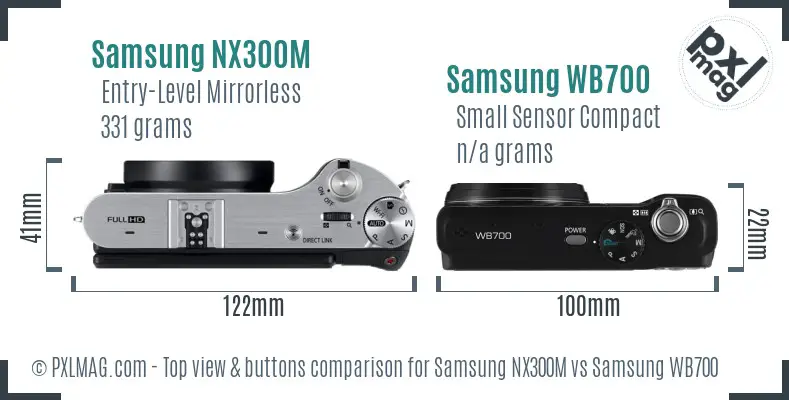 Samsung NX300M vs Samsung WB700 top view buttons comparison