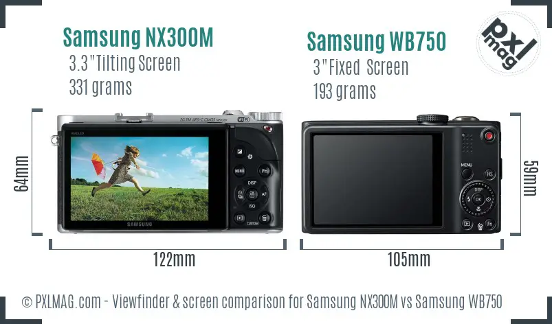 Samsung NX300M vs Samsung WB750 Screen and Viewfinder comparison