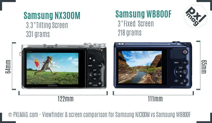 Samsung NX300M vs Samsung WB800F Screen and Viewfinder comparison