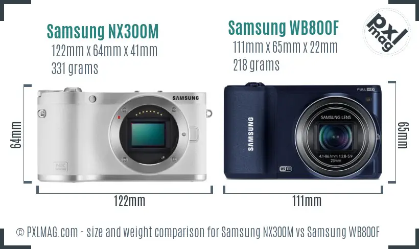 Samsung NX300M vs Samsung WB800F size comparison