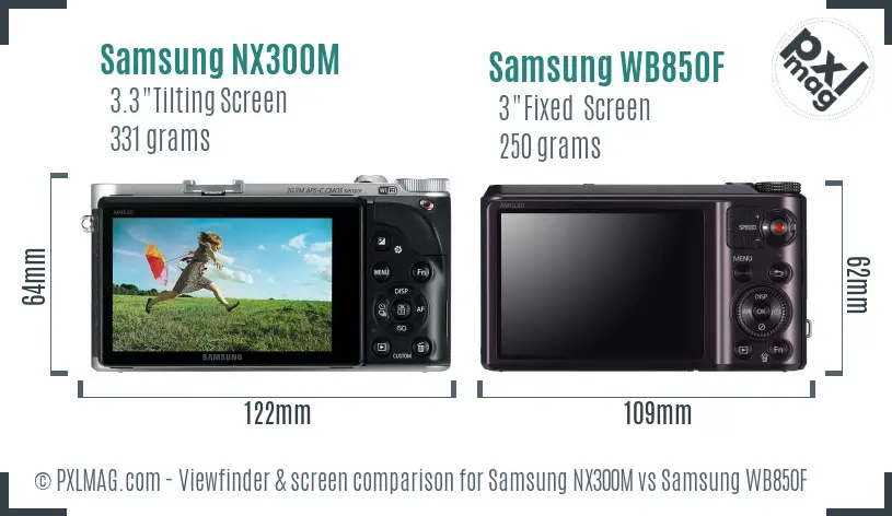 Samsung NX300M vs Samsung WB850F Screen and Viewfinder comparison