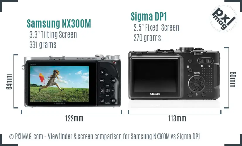 Samsung NX300M vs Sigma DP1 Screen and Viewfinder comparison
