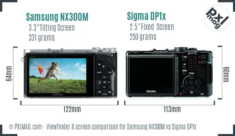 Samsung NX300M vs Sigma DP1x Screen and Viewfinder comparison