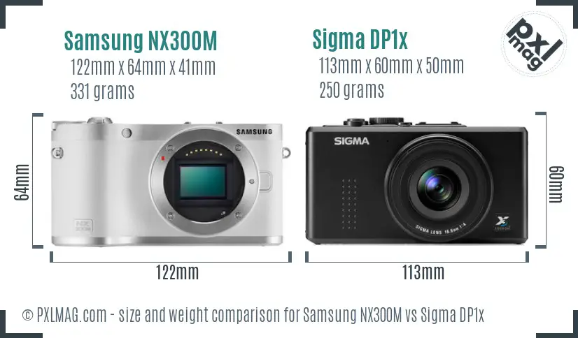 Samsung NX300M vs Sigma DP1x size comparison