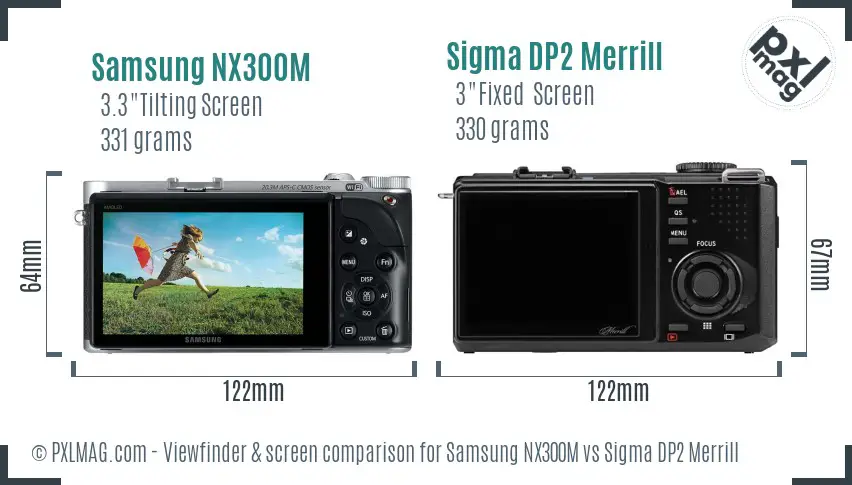 Samsung NX300M vs Sigma DP2 Merrill Screen and Viewfinder comparison