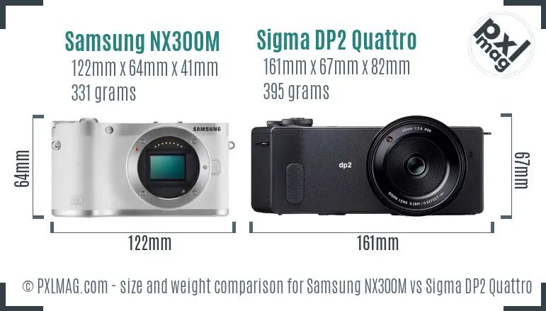 Samsung NX300M vs Sigma DP2 Quattro size comparison