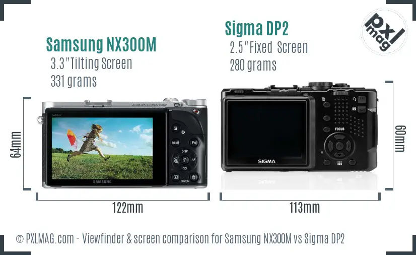 Samsung NX300M vs Sigma DP2 Screen and Viewfinder comparison