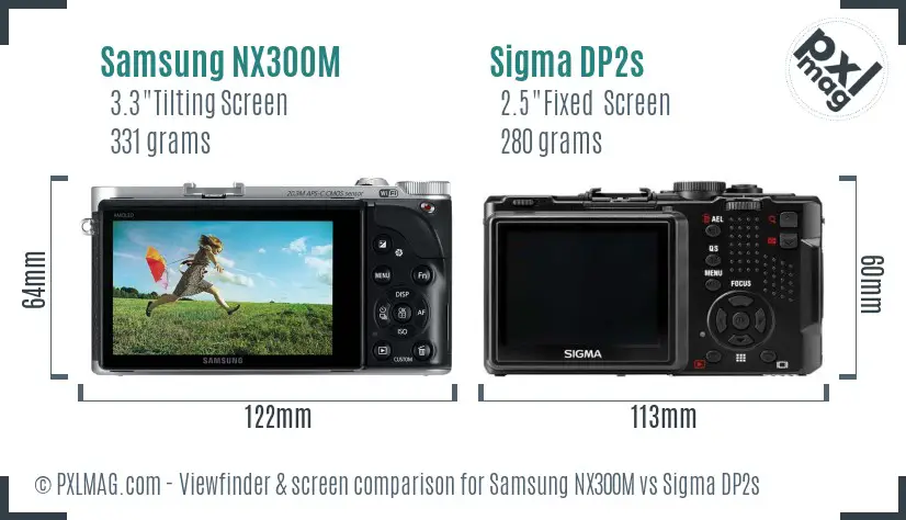 Samsung NX300M vs Sigma DP2s Screen and Viewfinder comparison