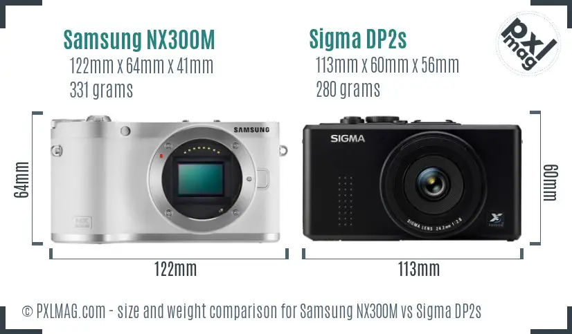 Samsung NX300M vs Sigma DP2s size comparison