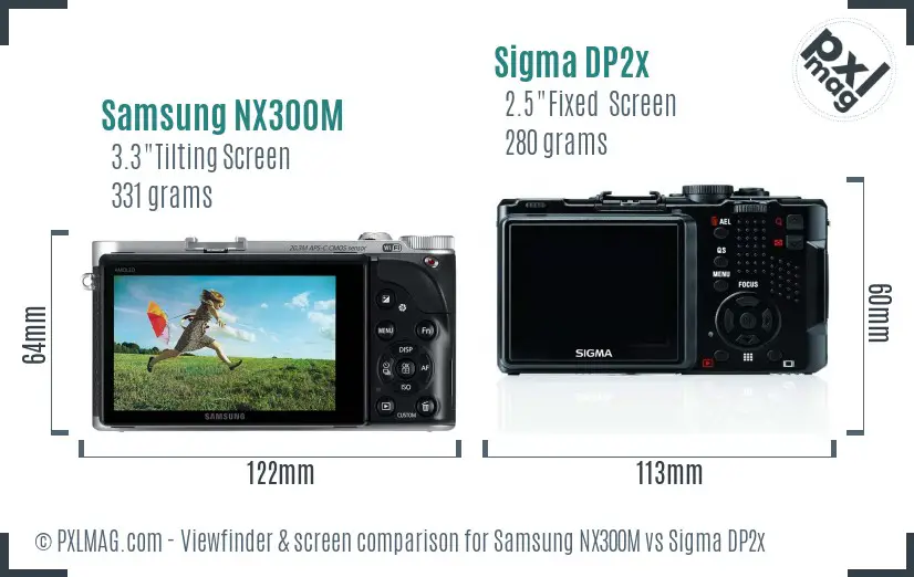 Samsung NX300M vs Sigma DP2x Screen and Viewfinder comparison