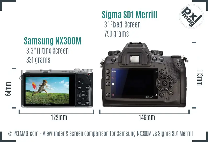 Samsung NX300M vs Sigma SD1 Merrill Screen and Viewfinder comparison