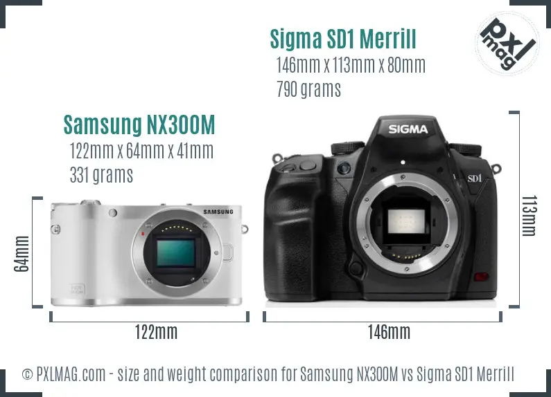 Samsung NX300M vs Sigma SD1 Merrill size comparison