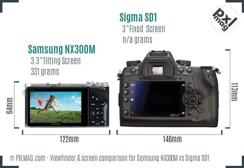 Samsung NX300M vs Sigma SD1 Screen and Viewfinder comparison