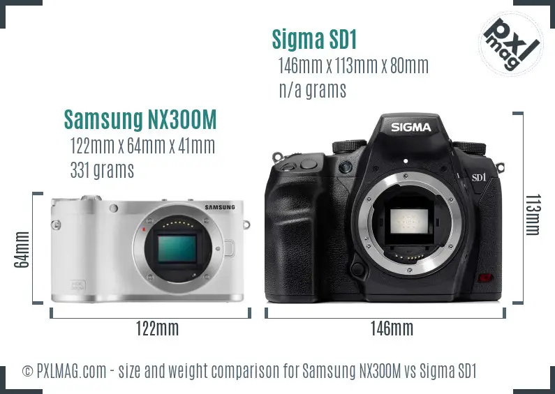 Samsung NX300M vs Sigma SD1 size comparison