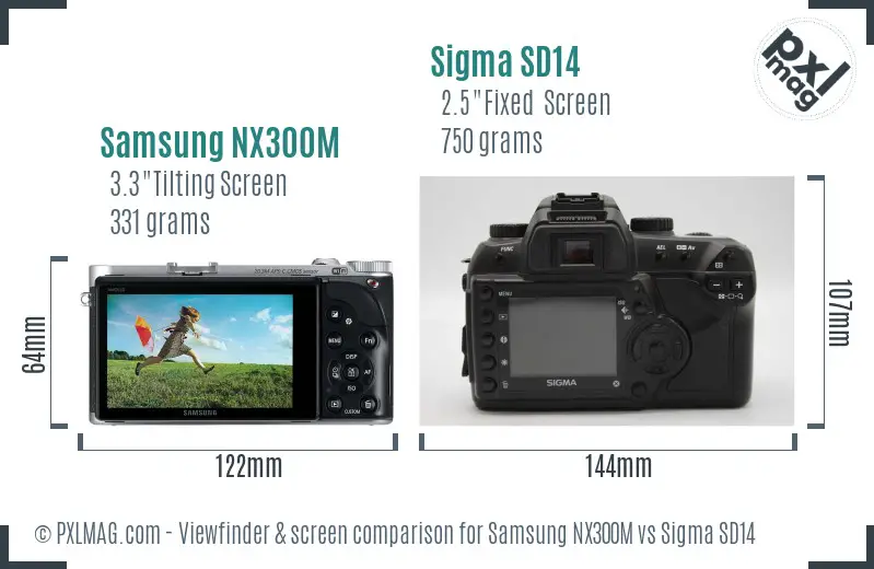 Samsung NX300M vs Sigma SD14 Screen and Viewfinder comparison