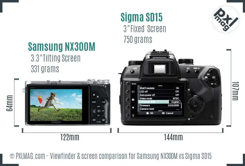 Samsung NX300M vs Sigma SD15 Screen and Viewfinder comparison