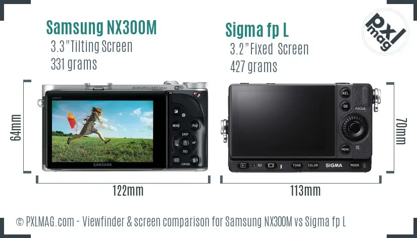 Samsung NX300M vs Sigma fp L Screen and Viewfinder comparison